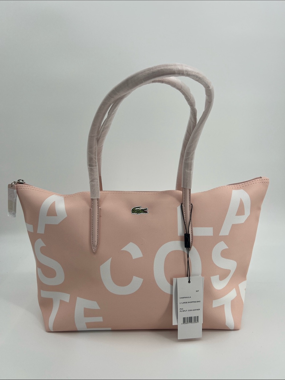 Lacoste Pink & White Logo Graphic Tote
